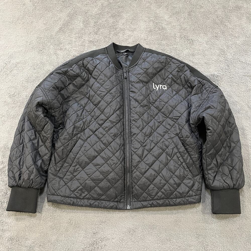 Mercer+Mettle Black Quilted Bomber Full Zip Long Sleeve Jacket Womens Size Small